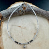 Hematite Phantom Quartz Anklet with Black Spinel Heart Charm