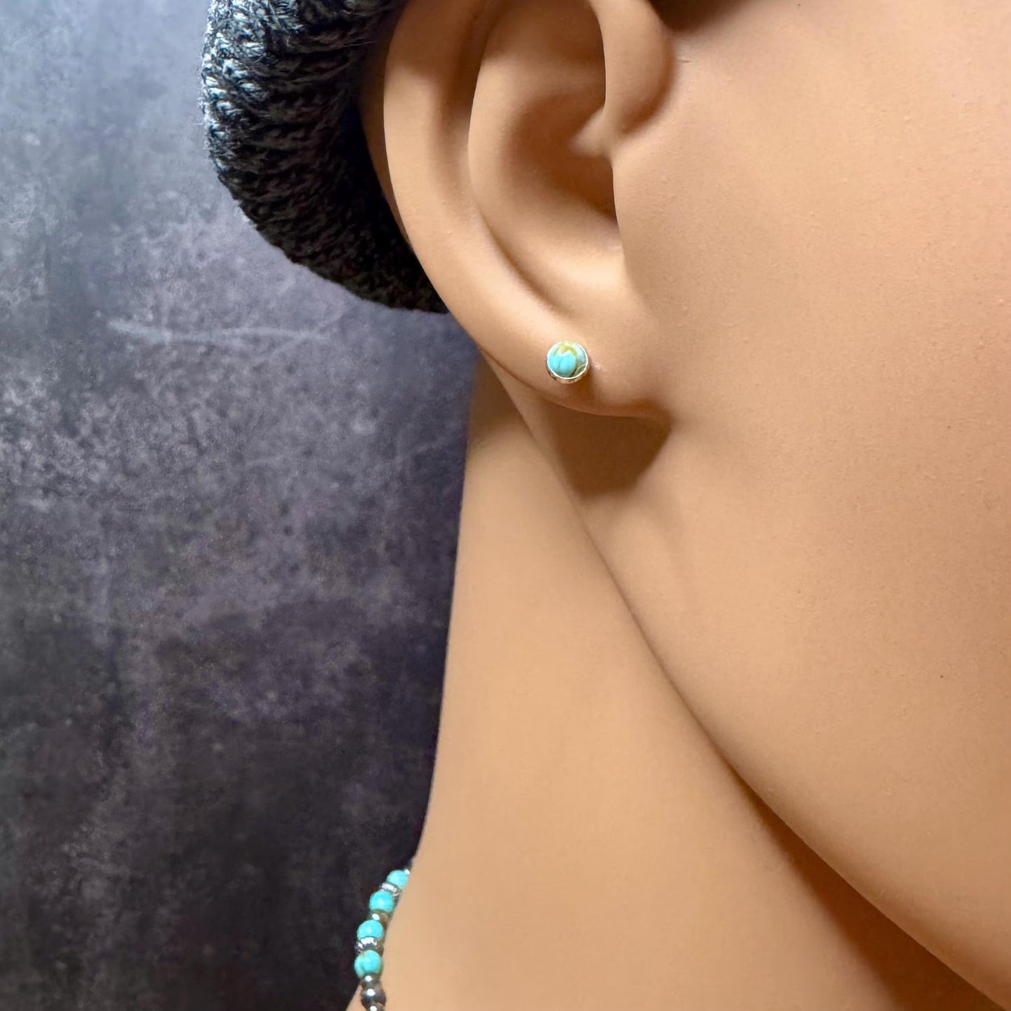 Kingman Turquoise Stud Earrings – Sterling Silver Minimalist Jewelry