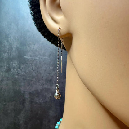 Navajo Pearl & Sterling Silver Dangle Earrings - Elegant Treader Design