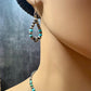 Southwest Style Navajo Pearl Turquoise Teardrop Earrings - Dainty Sterling Silver Dangle Hoops