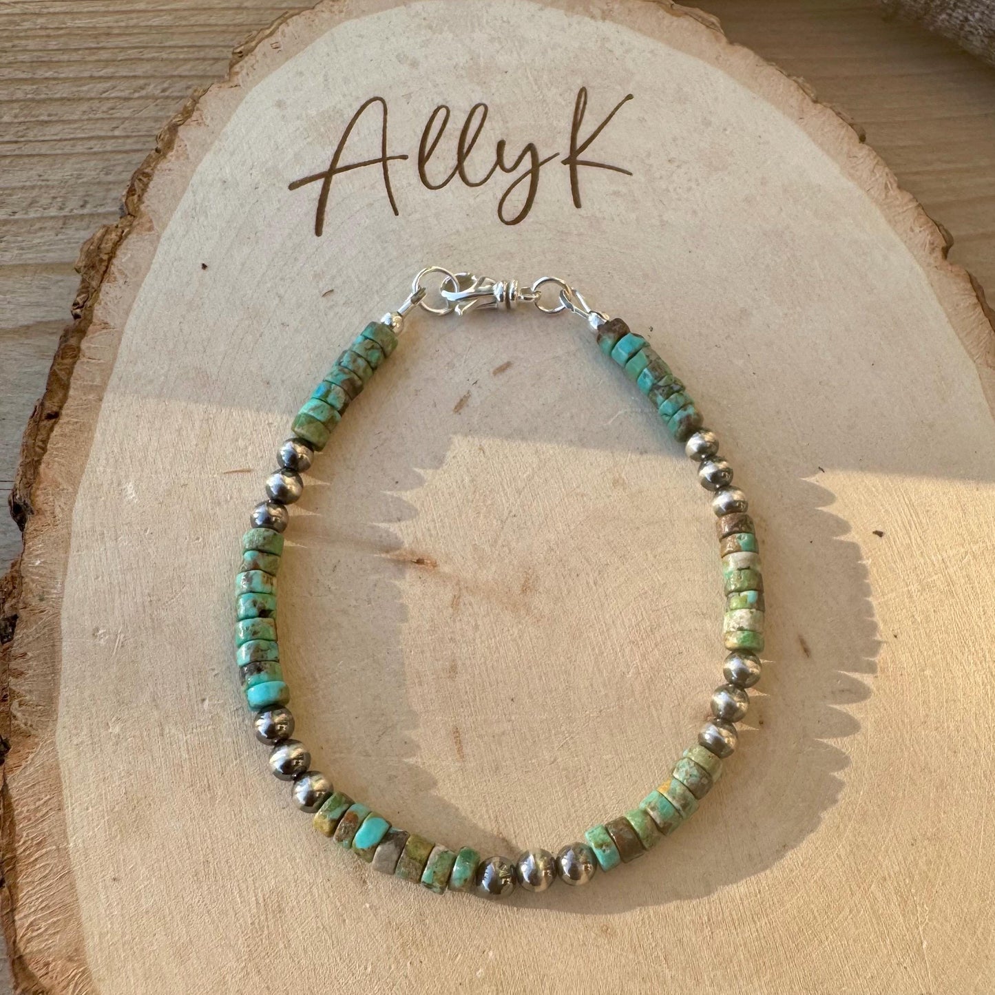 Boho Turquoise & Navajo Pearl Bracelet - Sterling Silver Beaded Jewelry