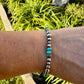 Sterling Silver Navajo Pearl & Kingman Turquoise Bracelet- Blue Green Brown