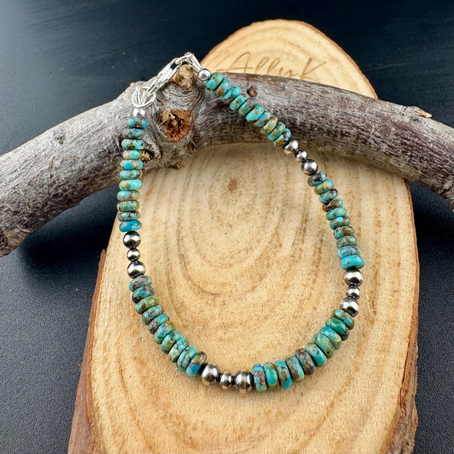 Turquoise & Navajo Pearl Bracelet - Sterling Silver Southwestern Jewelry