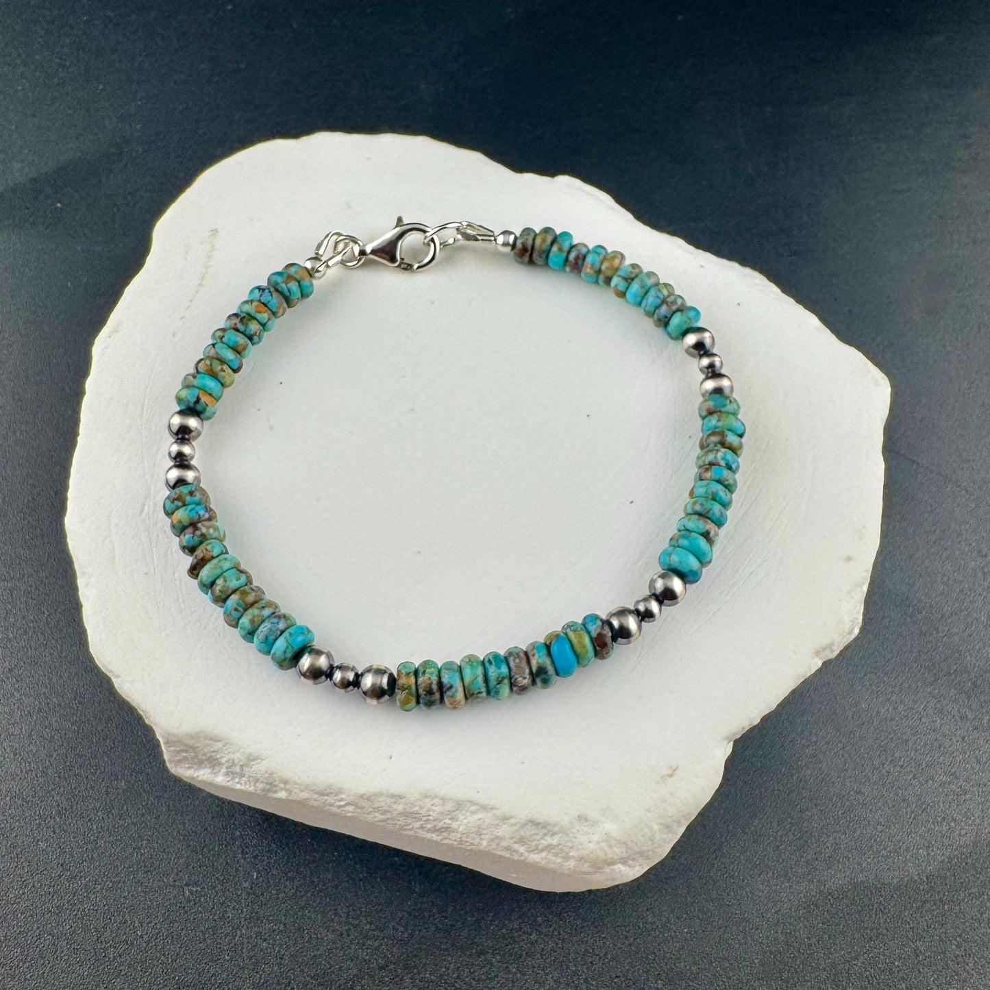 Turquoise & Navajo Pearl Bracelet - Sterling Silver Southwestern Jewelry