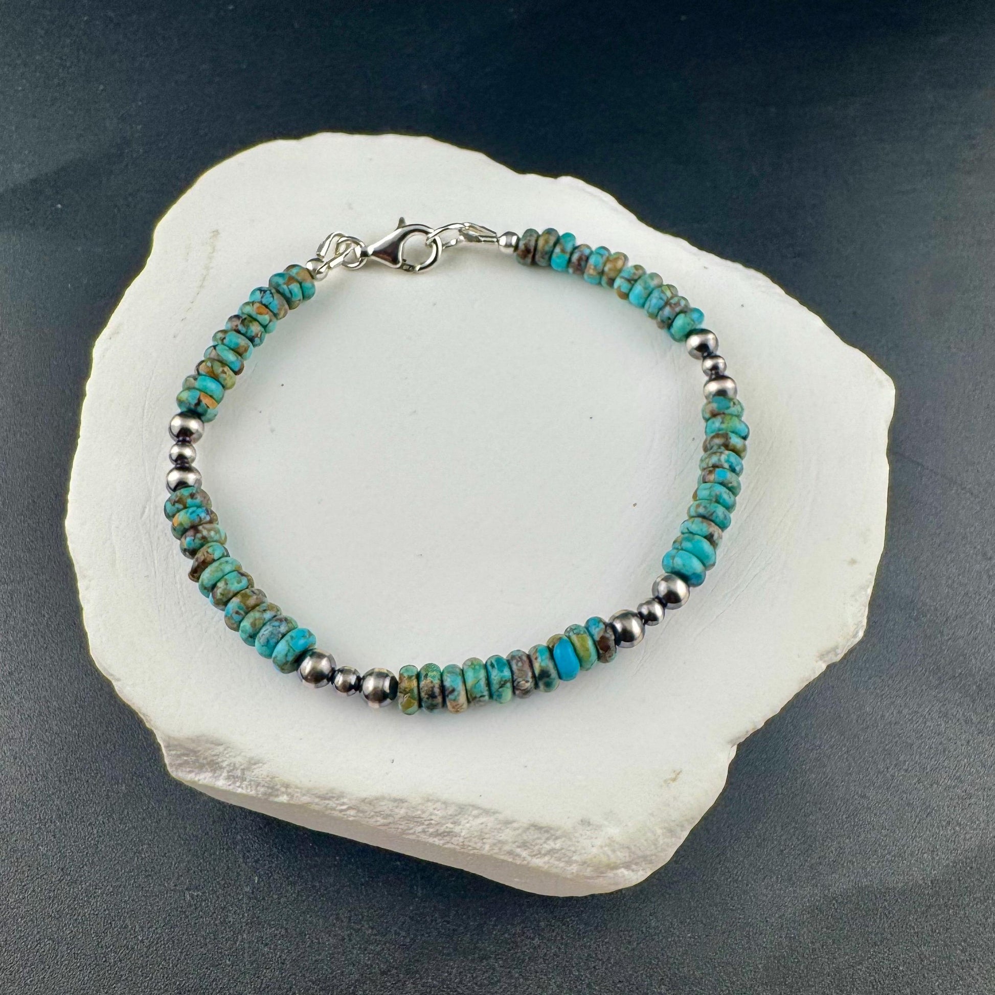 Turquoise & Navajo Pearl Bracelet - Sterling Silver Southwestern Jewelry