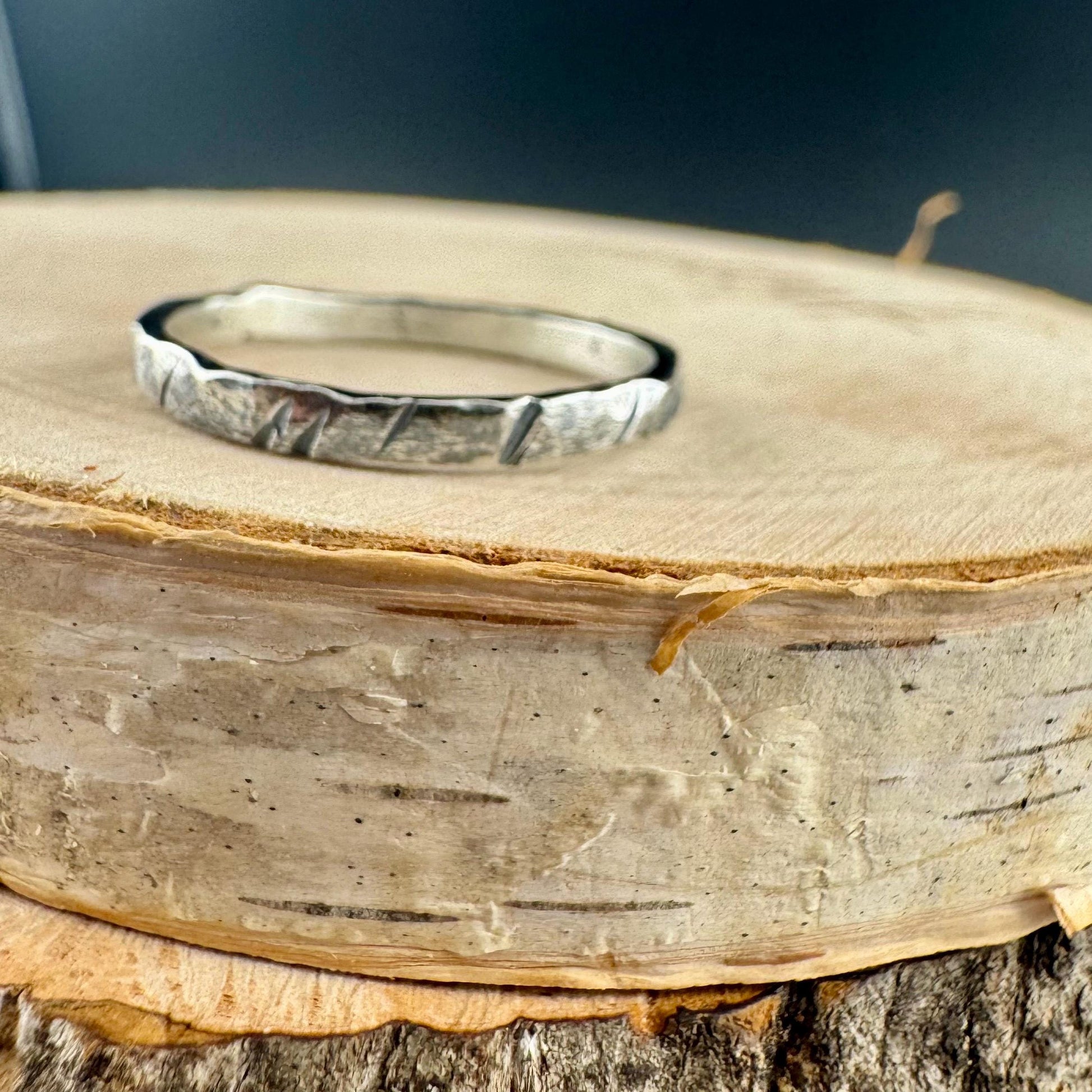 Sterling Silver Hammered Band Ring | 2mm Minimalist Design for Stackable Style