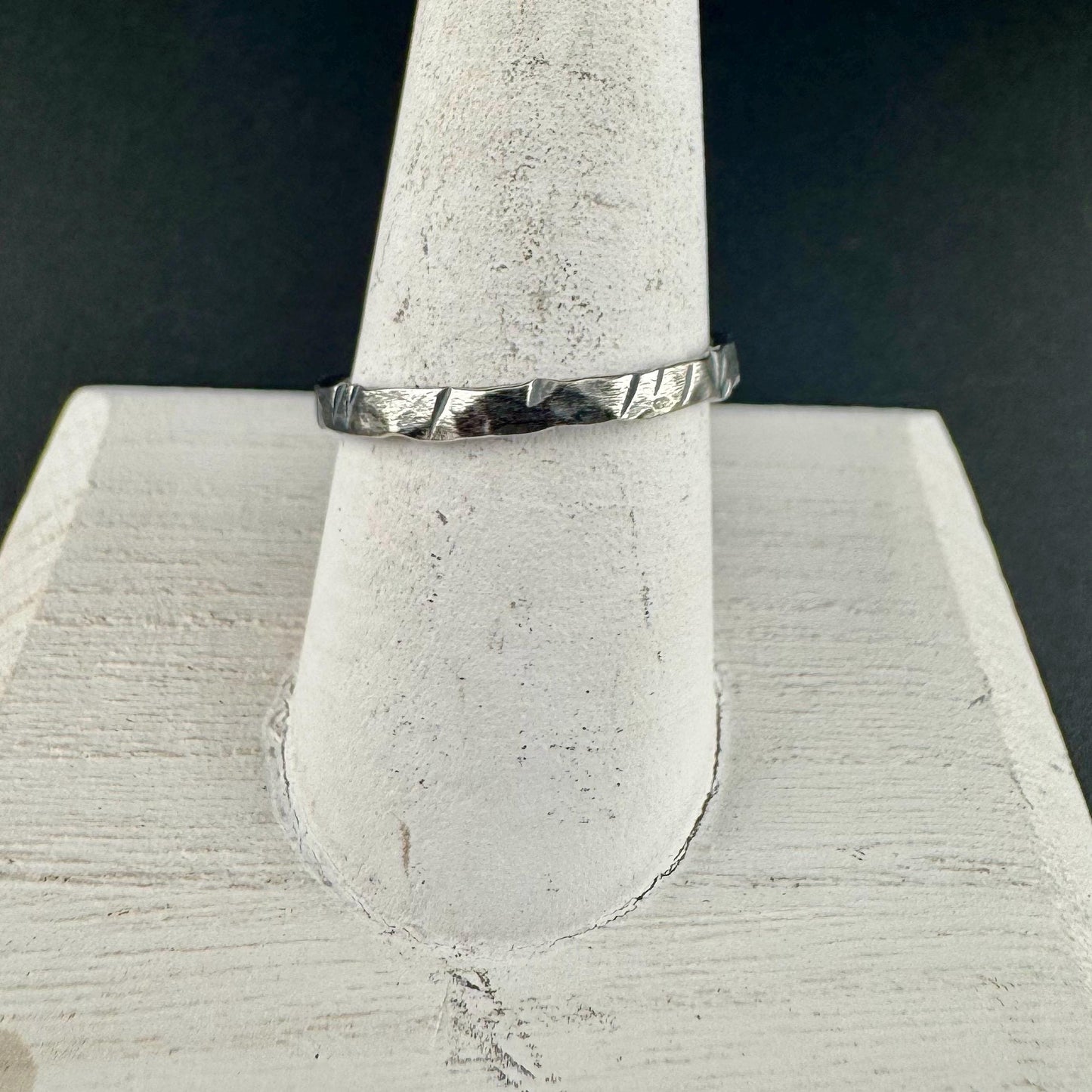 Sterling Silver Hammered Band Ring | 2mm Minimalist Design for Stackable Style