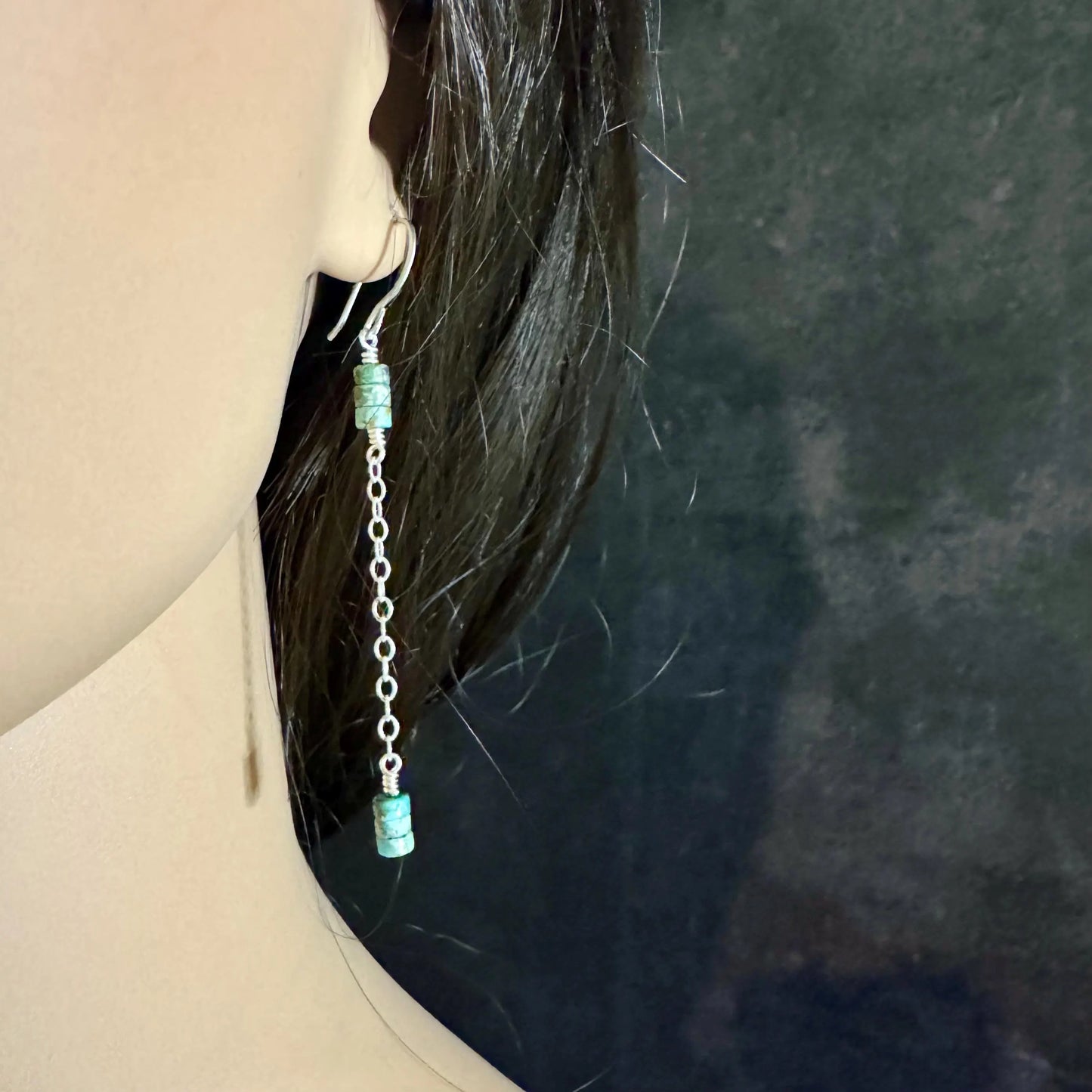 Turquoise Sterling Silver Dangle Earrings: Boho Gemstone Jewelry