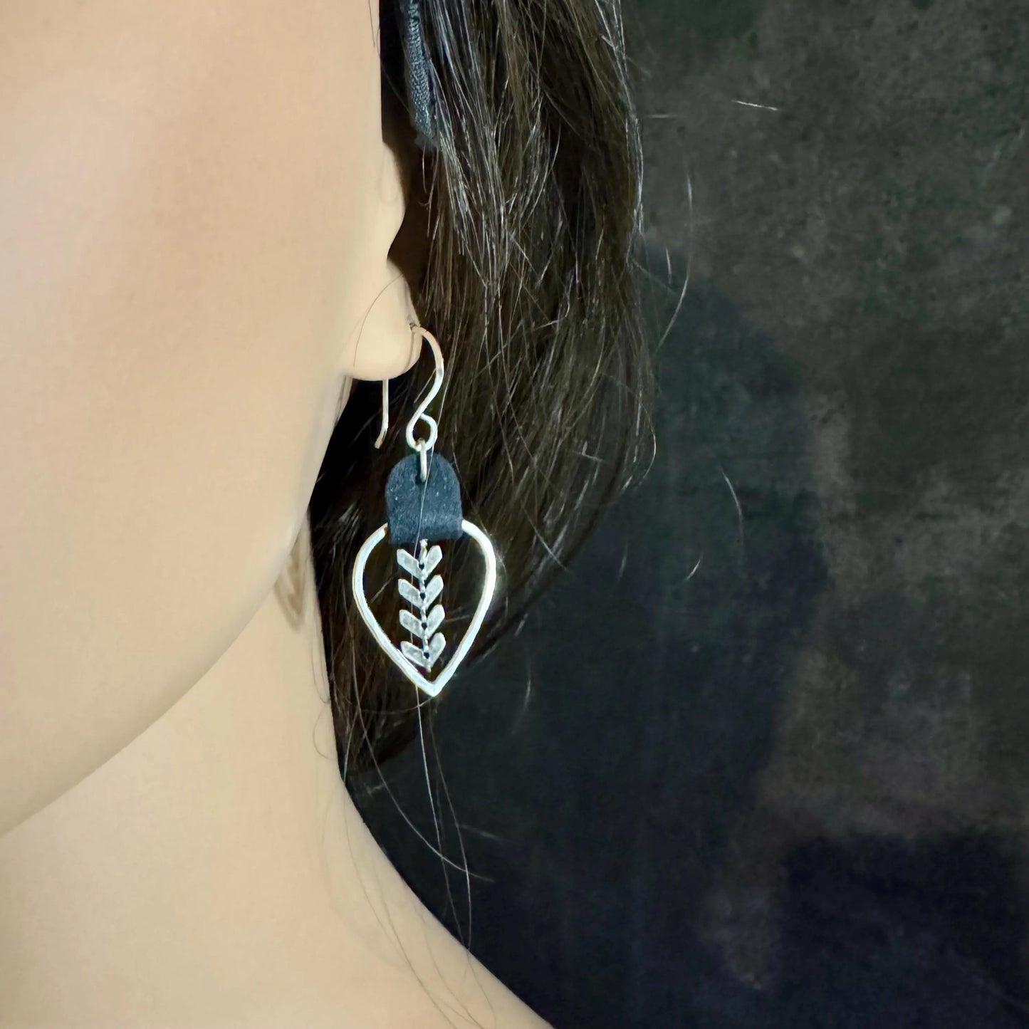 Chevron Chain Leather Earrings - Sterling Silver Boho Chic Accessories