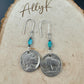 Indian Buffalo Nickel Earrings with Royston Turquoise & Navajo Pearl Accents