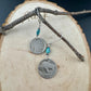 Indian Buffalo Nickel Earrings with Royston Turquoise & Navajo Pearl Accents