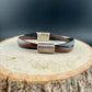 Leather bracelet with magnet closure, dark brown and black leather crossover / genuine leather bracelet