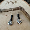 Onyx Dangle Earrings: Southwestern Aztec Sterling Silver