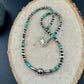 Desert Pearl & Kingman Turquoise Choker Necklace • Sterling Silver Southwest Style