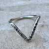 Sterling Silver Chevron Ring • Deep V‑Shape Band • Textured & Oxidized