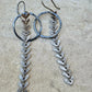 Chevron Chain Earrings, Sterling Silver Circle Accent Earrings