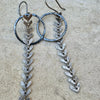 Chevron Chain Earrings, Sterling Silver Circle Accent Earrings