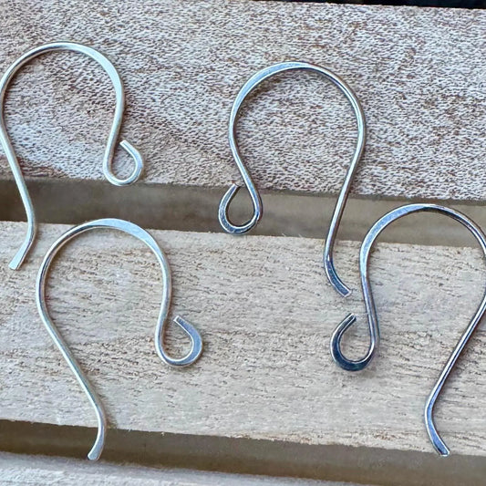 Handmade Sterling Silver French Hook Ear Wires – 20 Gauge, Shiny or Oxidized