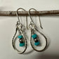 Handcrafted Turquoise Teardrop Earrings with Navajo Pearls, Sterling Silver