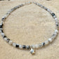 Sterling Silver Star Charm Anklet with Rainbow Moonstone and Black Tourmaline