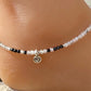 Hematite Phantom Quartz Anklet with Black Spinel Heart Charm