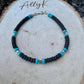 Black Onyx and Kingman Turquoise Bracelet – Sterling Silver Evil Eye or Feather Accents