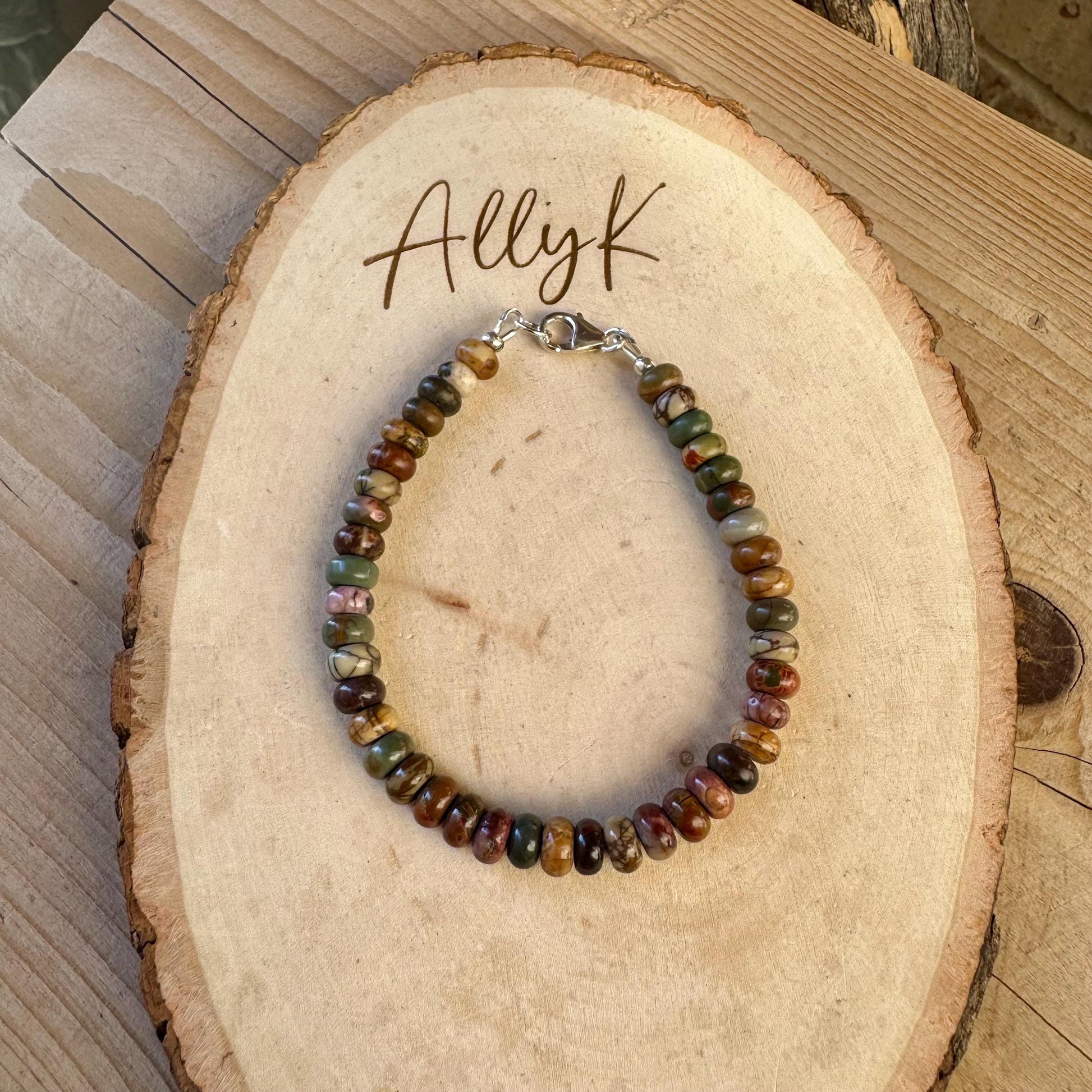 Picasso Jasper Bracelet – 6mm Red Creek Beads with Sterling | Stackable Boho Western Soul