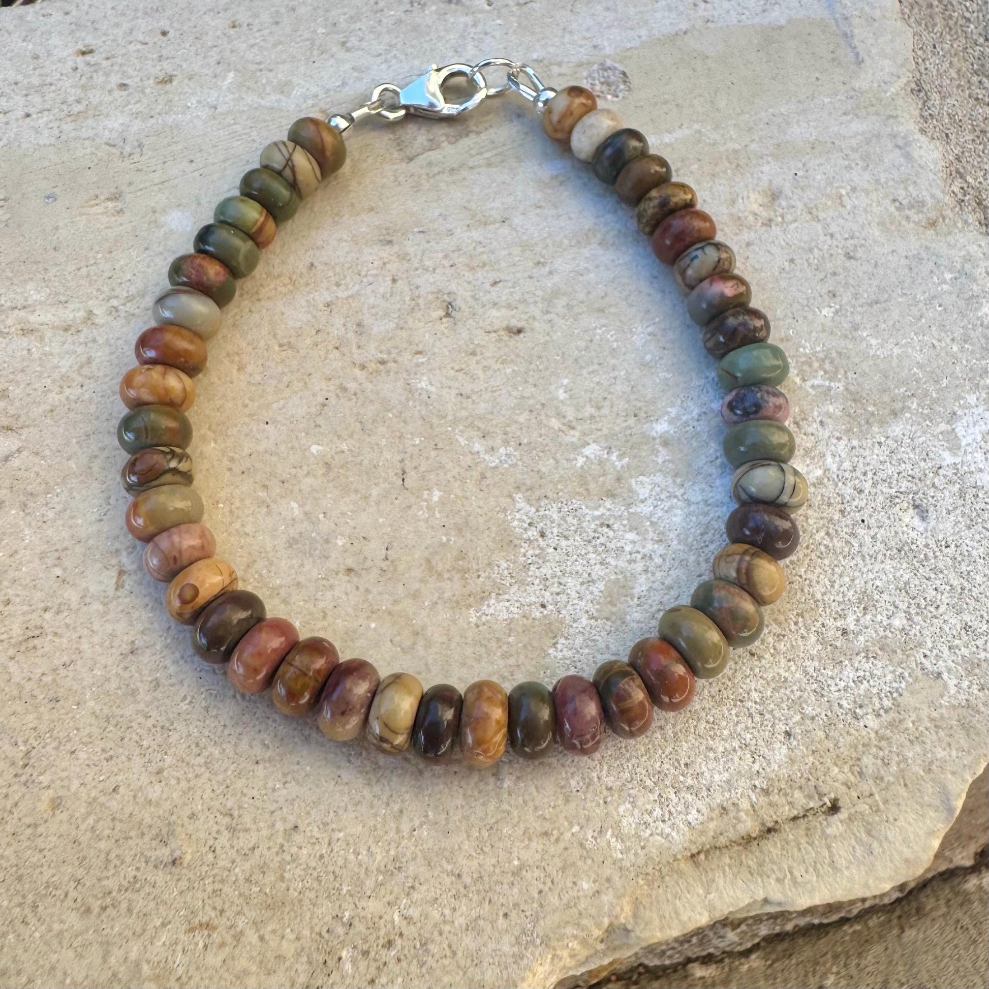 Picasso Jasper Bracelet – 6mm Red Creek Beads with Sterling | Stackable Boho Western Soul
