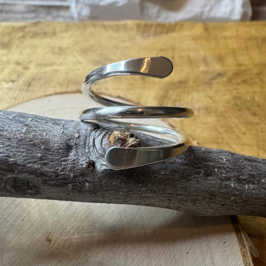 Sterling Silver Double Coil Ring: Handmade Thumb Ring