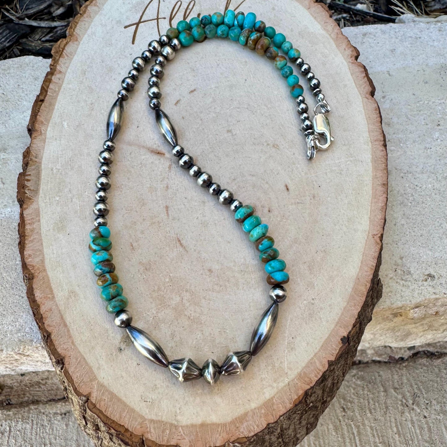 Kingman Turquoise & Navajo Pearl Choker – Southwestern Sterling Silver Gemstone