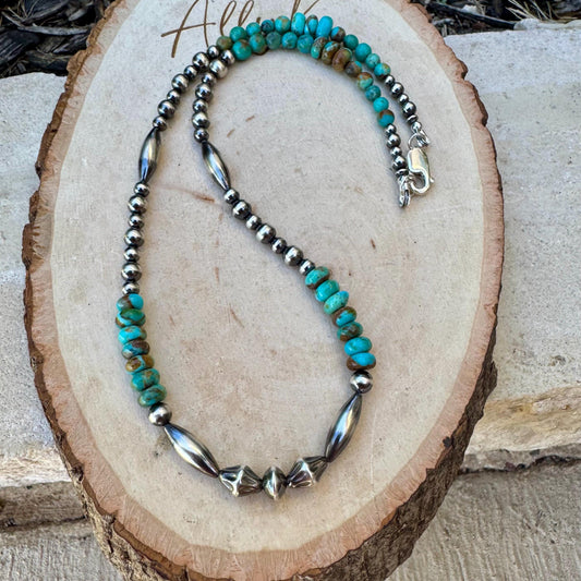 Kingman Turquoise & Navajo Pearl Choker – Southwestern Sterling Silver Gemstone