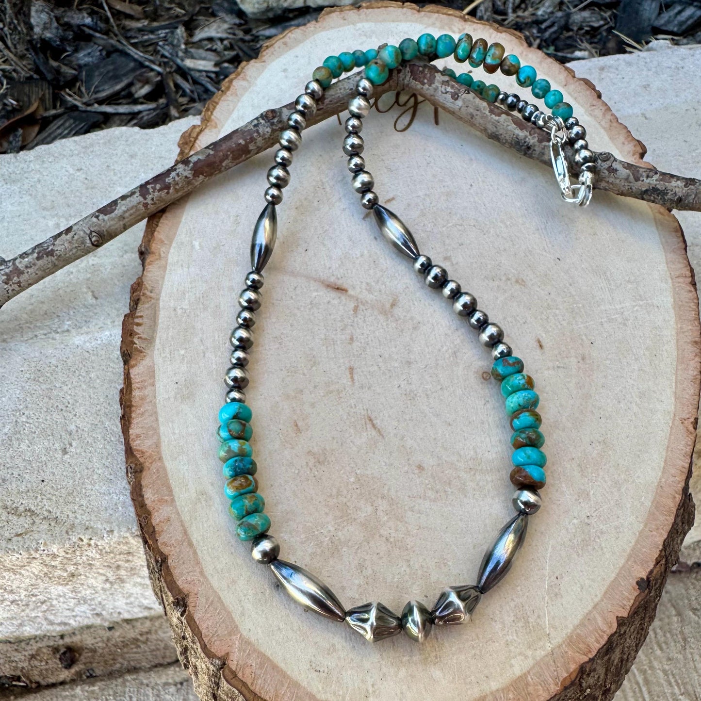 Kingman Turquoise & Navajo Pearl Choker – Southwestern Sterling Silver Gemstone