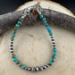 Kingman Turquoise & Navajo Pearl Bracelet - Sterling Silver Round Gemstone Jewelry