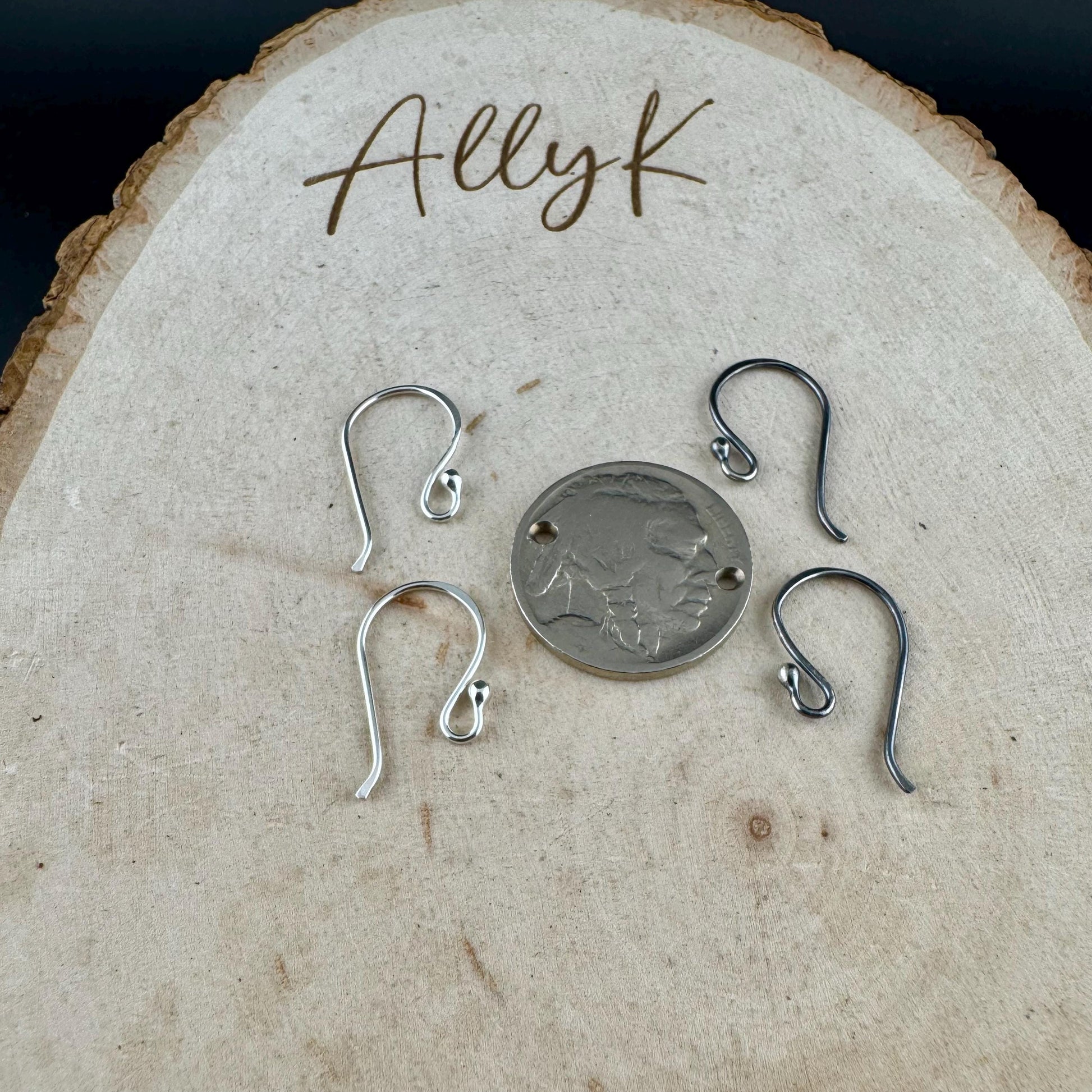 Handmade Sterling Silver Ball End Ear Wires – 20 Gauge Hand forged, Shiny or Oxidized