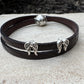 Embossed Leather Wrap Bracelet with Magnetic Clasp & Angel Wing Accents