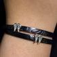 Embossed Leather Wrap Bracelet with Magnetic Clasp & Angel Wing Accents