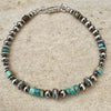 Sterling Silver Desert Pearl Bracelet with Kingman Turquoise • Southwestern Boho Style