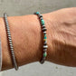 Sterling Silver Navajo Pearl Bracelet featuring Kingman Blue Green Turquoise