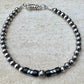 Navajo Pearl Bracelet Black Onyx Hematite Beaded Bracelet, Sterling Silver Gemstone Bracelet