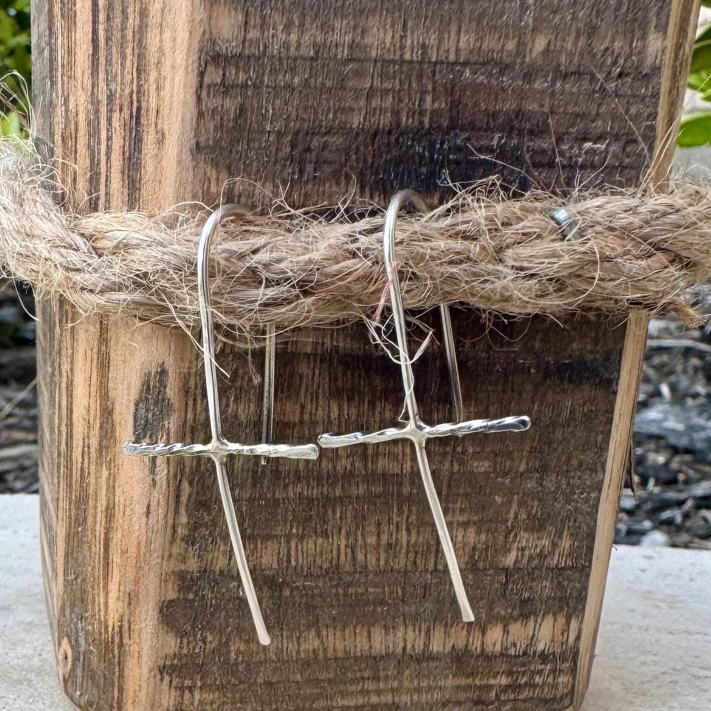 Handcrafted Sterling Silver Cross Earrings – Unique Seamless Design (20g or 18g Option)