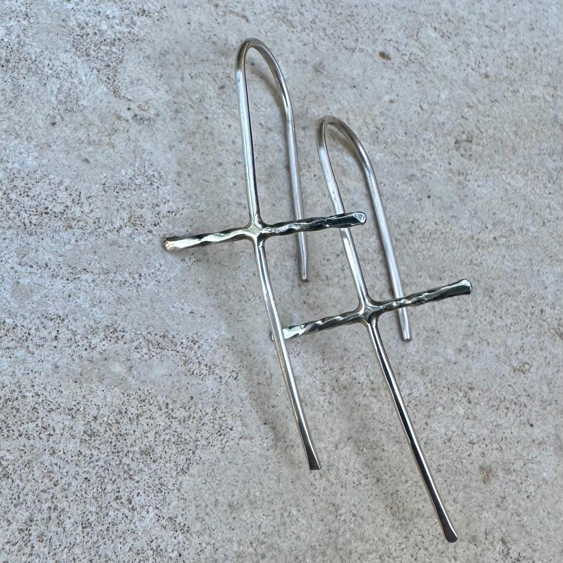 Handcrafted Sterling Silver Cross Earrings – Unique Seamless Design (20g or 18g Option)