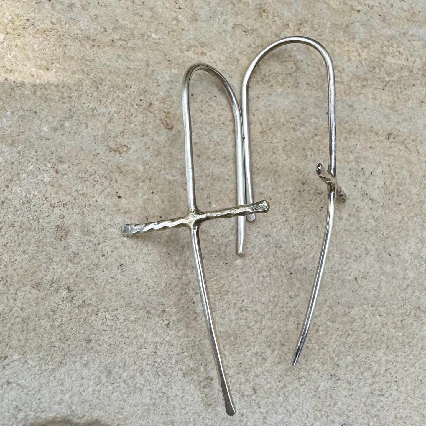 Handcrafted Sterling Silver Cross Earrings – Unique Seamless Design (20g or 18g Option)