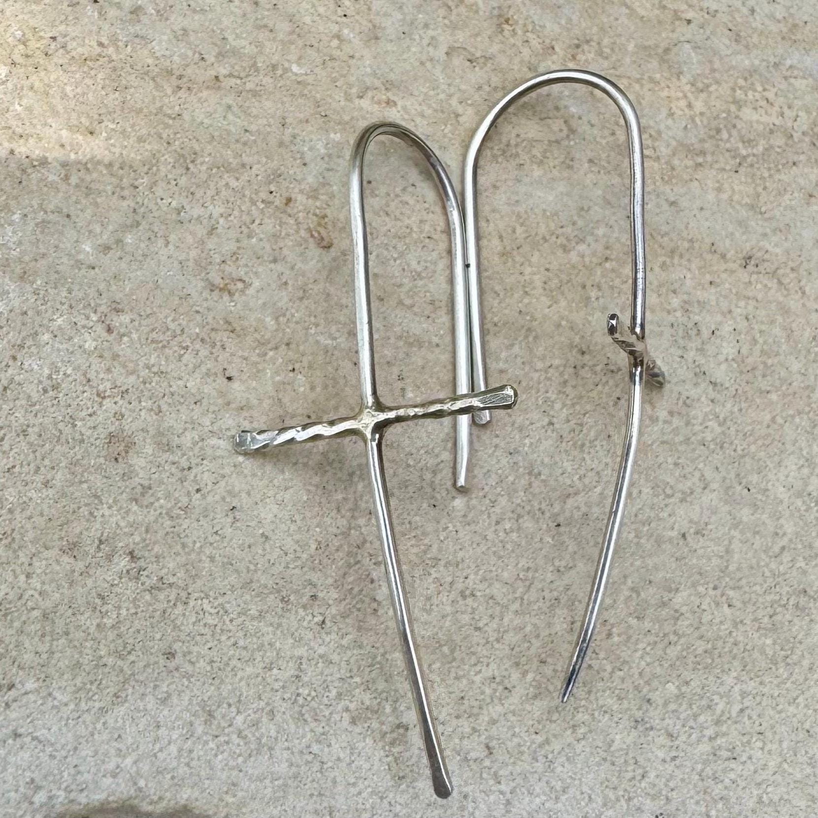 Handcrafted Sterling Silver Cross Earrings – Unique Seamless Design (20g or 18g Option)