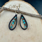 Teardrop Leather Navajo Pearl Earrings, Turquoise Leather Earrings