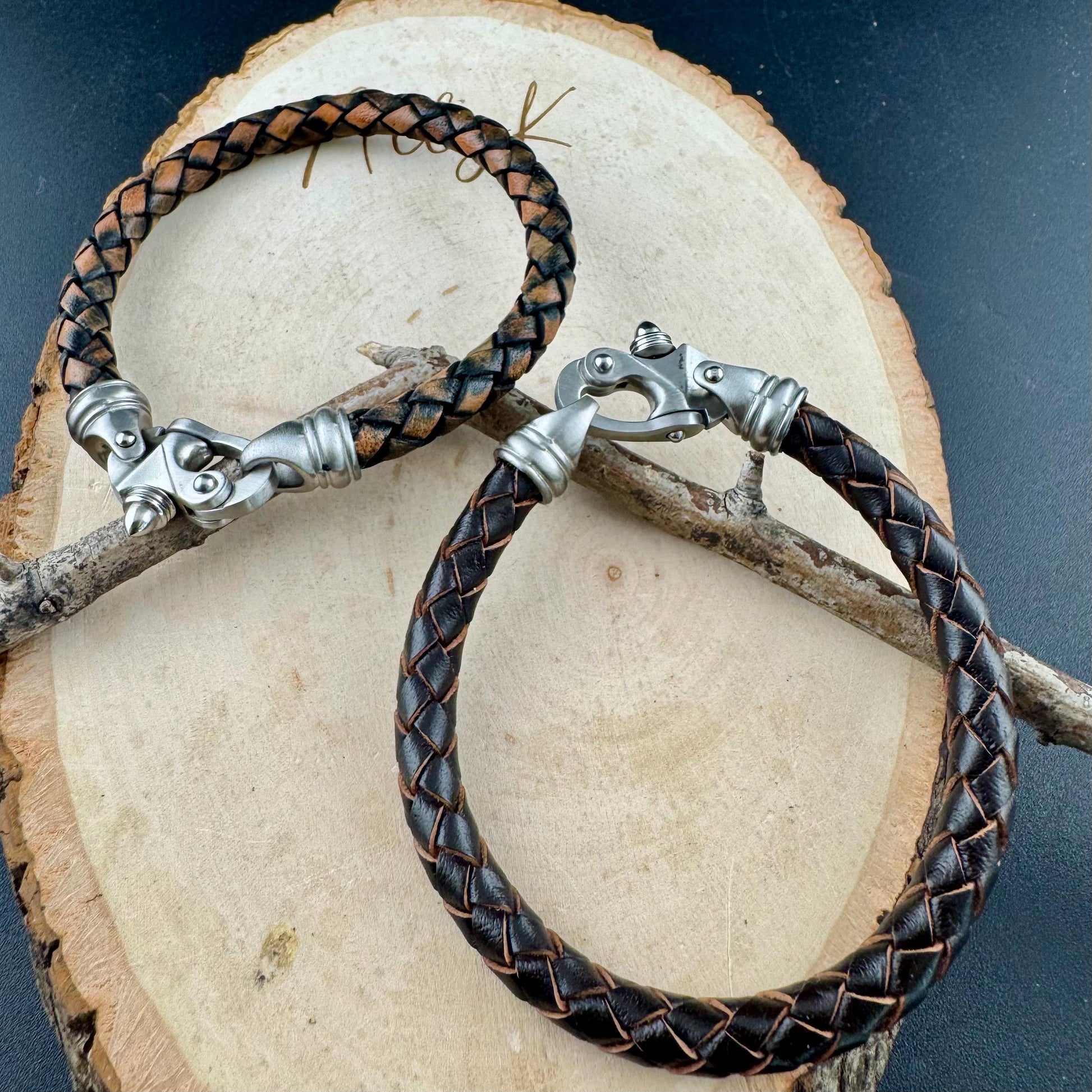 Mariner’s Clasp Leather Bracelet – Nautical Soul | Bolo Braided Cord + Stainless Steel Grit