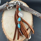 Leather Turquoise Purse Tassel Keychain with Indian Head Buffalo Nickel