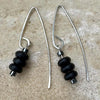 Black Onyx Hematite V-Shaped Drop Sterling Silver Earrings