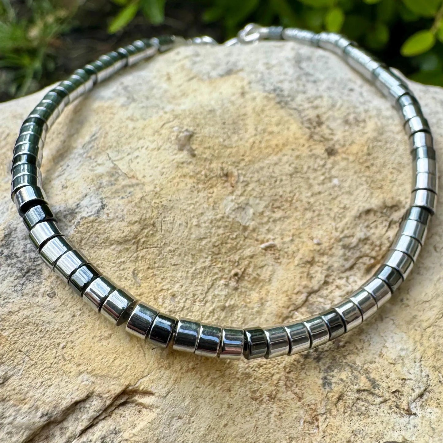 Hematite Sterling Silver Bracelet – Unisex Grounding Jewelry | Stackable and Handcrafted