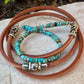 Turquoise Leather Wrap Bracelet with Silver Magnetic Clasp