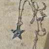 Sterling Silver Star Pendant Necklace – Hammered Charm, Delicate Satellite Chain